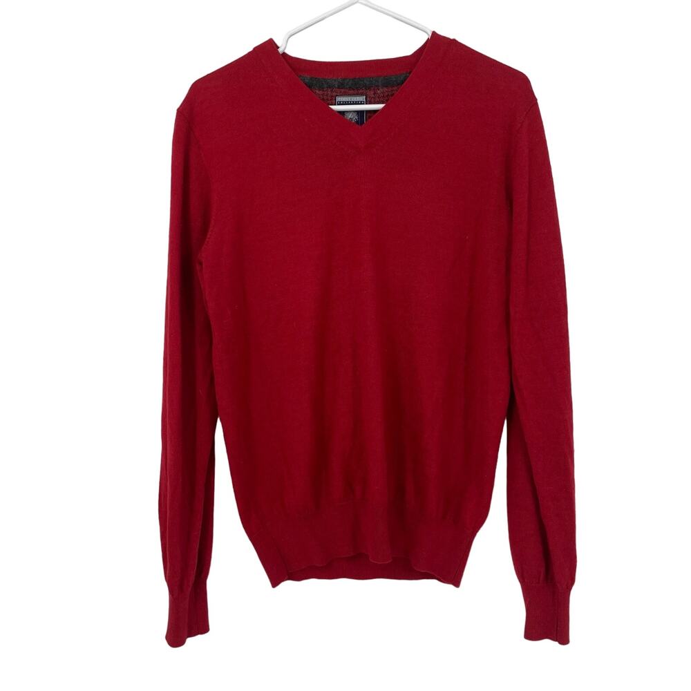 John Varvatos Men’s 100%‎ Cashmere Sweater, Rust Color, Sz. XL **SMALL HOLE**